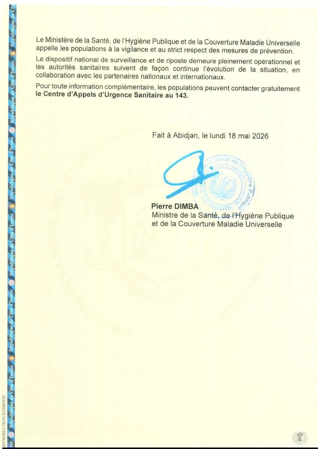 Ministère de la Santé et de l'Hygiène Publique