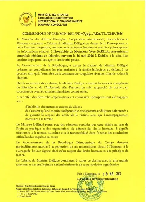 Communiqué Ministère des affaires étrangères 
