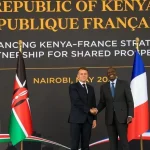 Ph/Dr : William Ruto et Emmanuel Macron à State House à Nairobi
