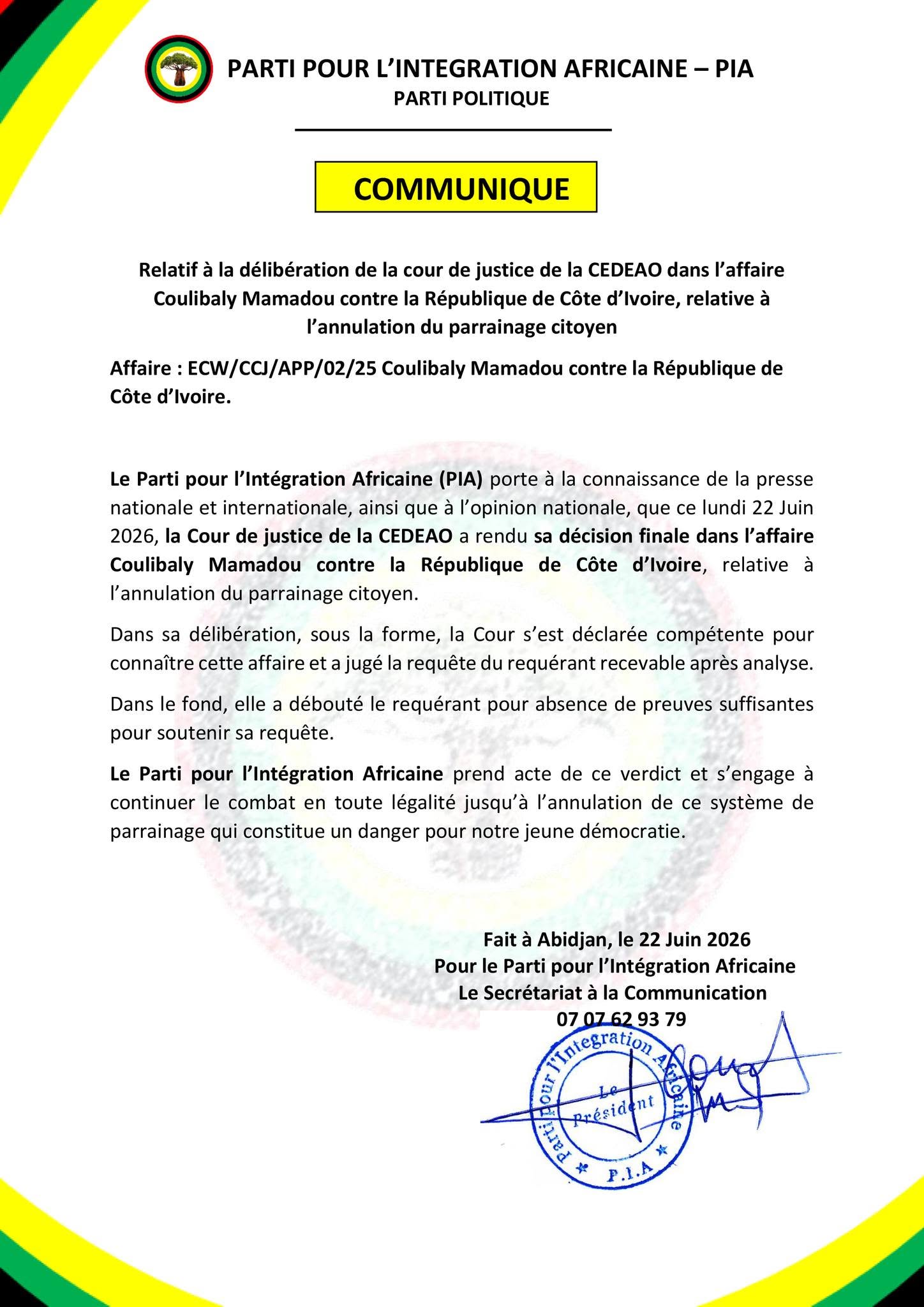 Parti pour l'Intégration Africaine