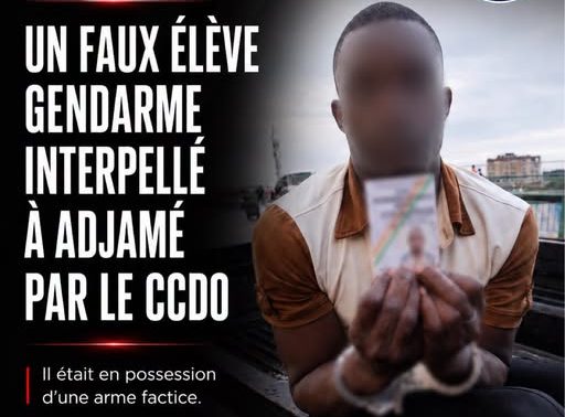 Adjamé : un faux élève sous-officier interpellé avec une arme factice par le CCDO