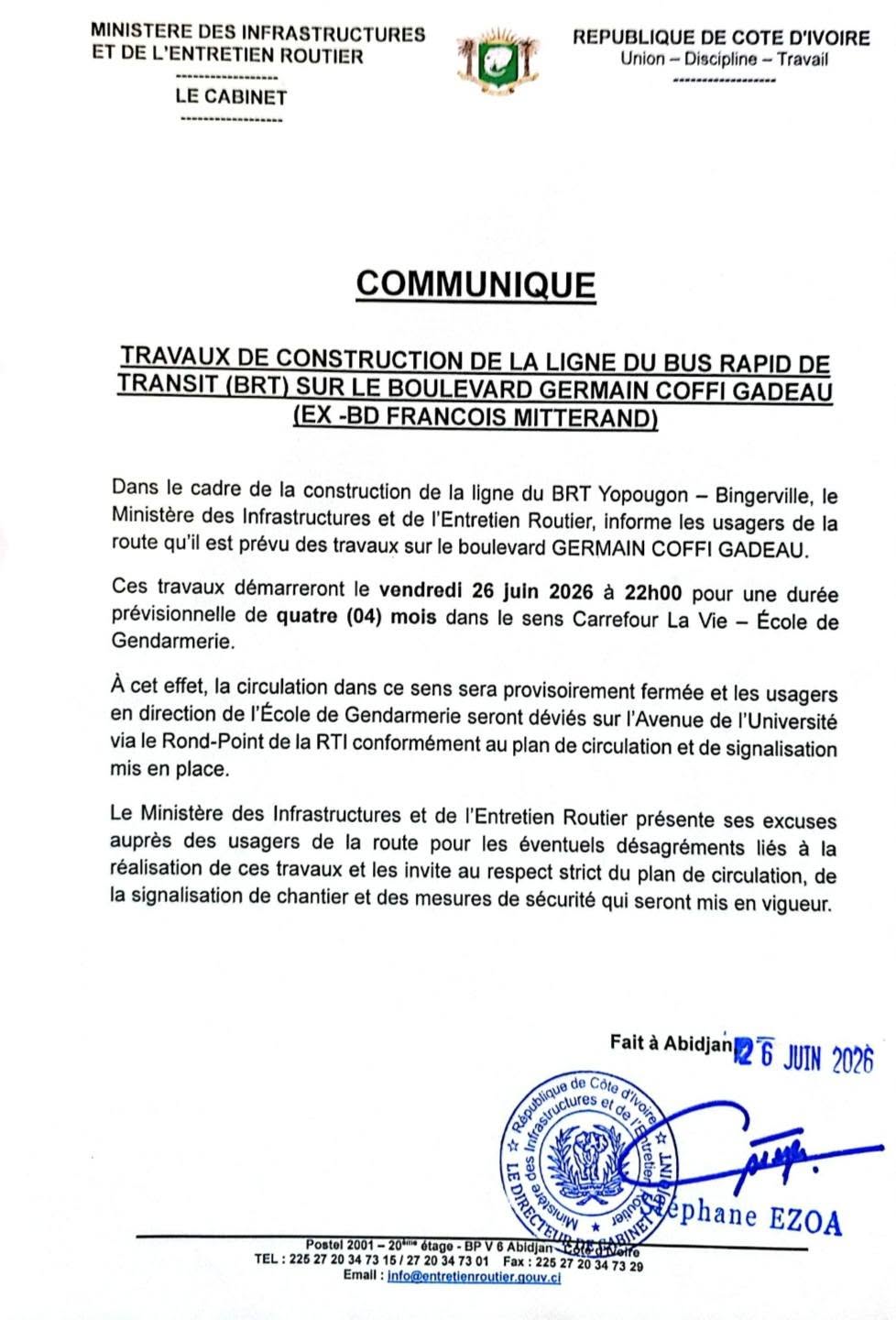 Ministère des Infrastructures et de l’Entretien Routier