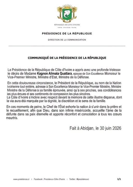 Communiqué" de la Présidence de Côte d'Ivoire