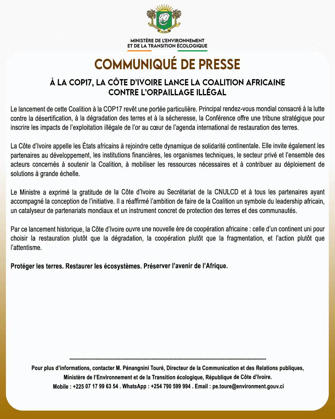 MINISTERE DE L'ENVIRONNEMENT
ET DE LA TRANSITION ECOLOGIQUE