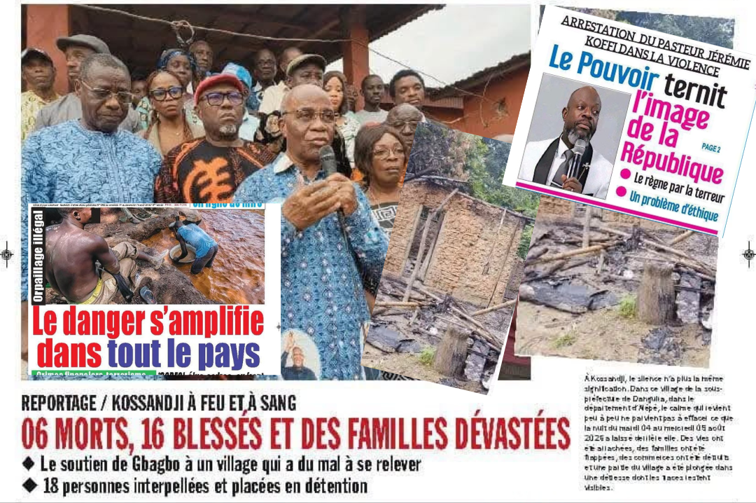 Revue de presse du 14 août : violence à Kossandji, Laurent Gbagbo, orpaillage illégal et le prophète David Jérémie dominent les Unes