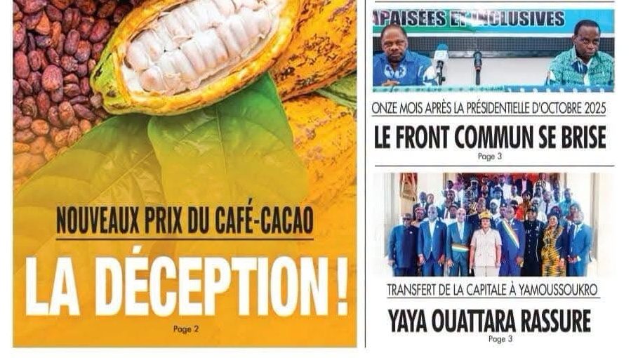 Revue de presse 2 septembre : le prix du cacao fait grincer des dents, l’opposition se cherche et l’Église s’attaque à l’orpaillage illégal