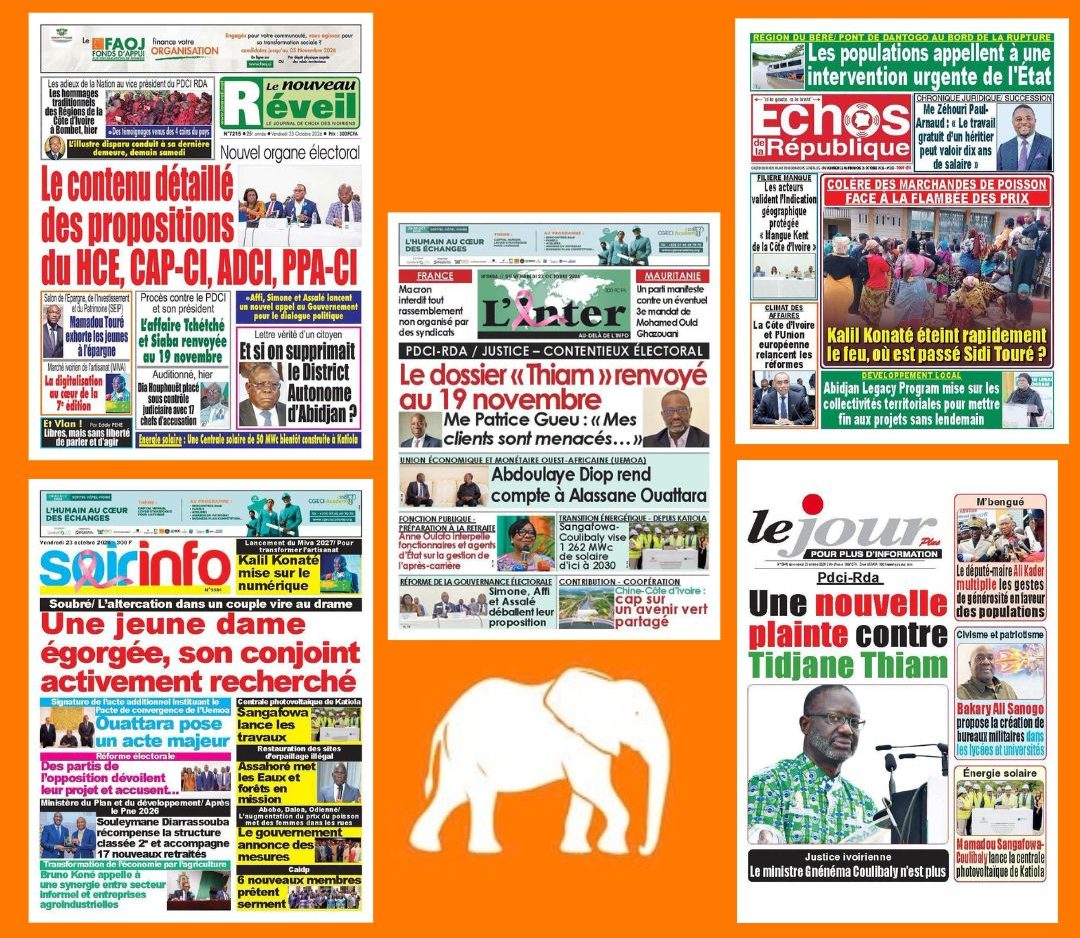 Revue Ivoirienne du 23 octobre : Dialogue politique, tensions au PDCI-RDA et baisse du prix du poisson à la une