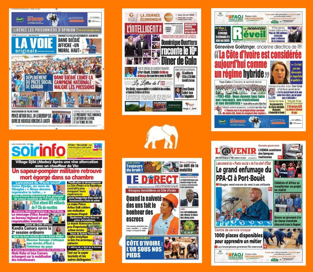 Revue Ivoirienne du 12 octobre : le PPA-CI et le pacte social, 10e dîner de gala de la Fondation Children of Africa et enjeux économiques à la Une