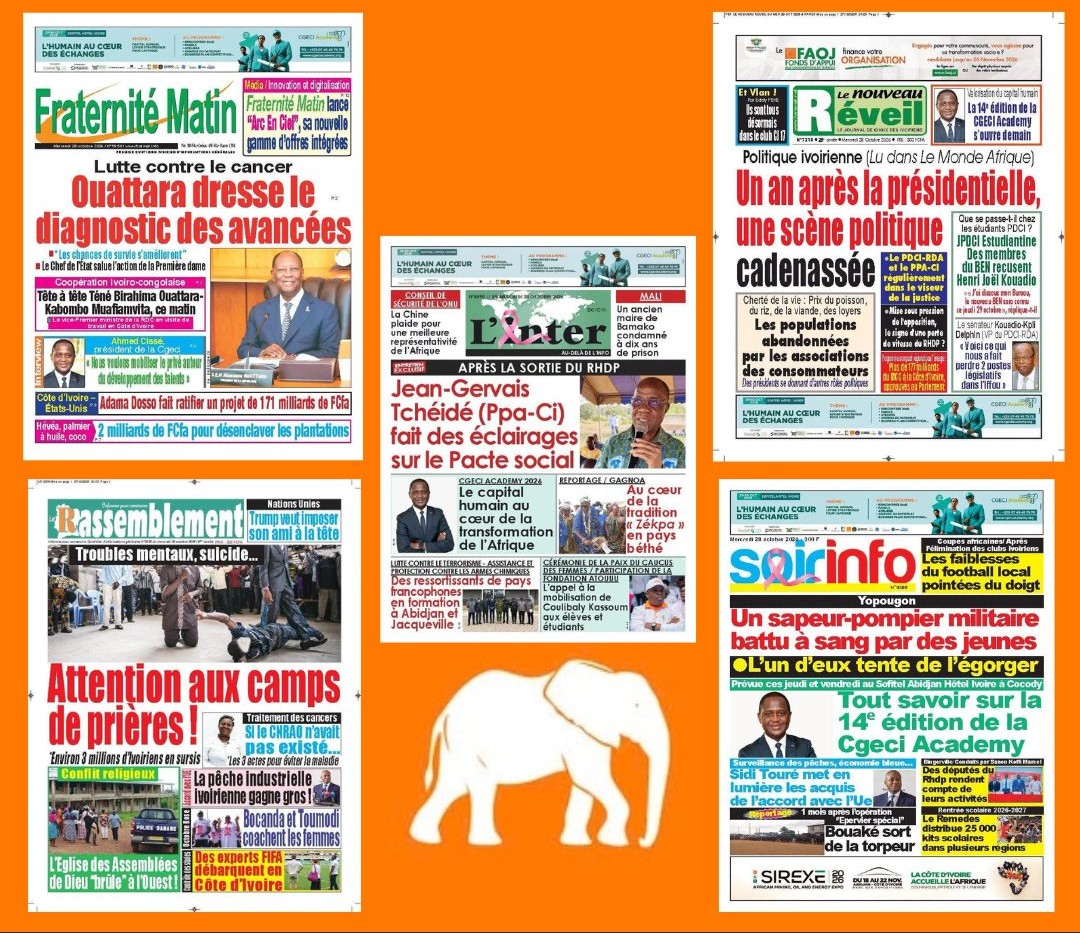 Revue Ivoirienne du 28 octobre : Lutte contre le cancer, justice et opposition, les grands dossiers qui font la une de la presse