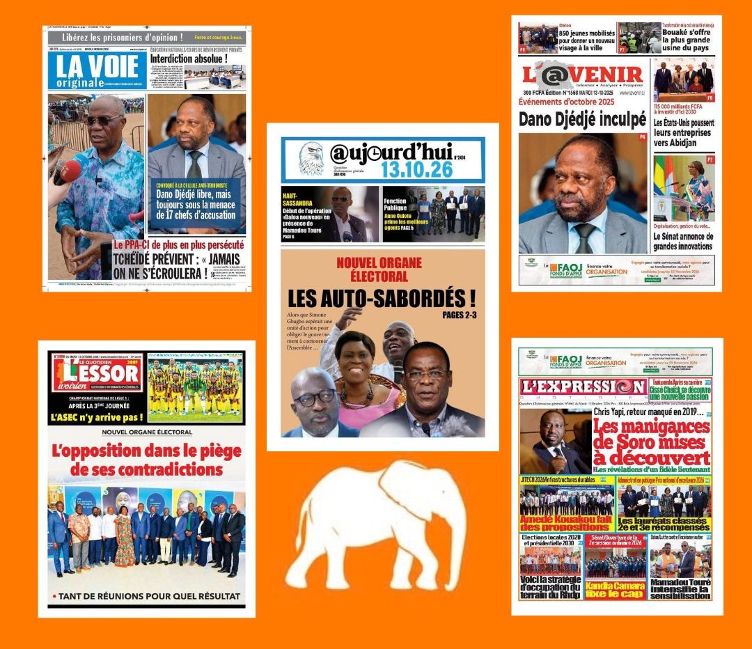Revue ivoirienne du 13 octobre : Dano Djédjé inculpé, réforme électorale et révélations sur Guillaume Soro dominent la Une